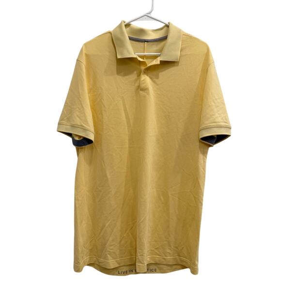 Lululemon Polo Short Sleeve Performance Stretch Shirt Large Mens Yellow Active - Picture 1 of 6